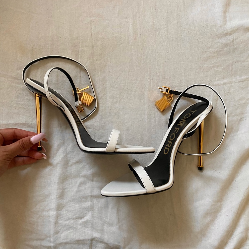 Tom Ford Padlock Pointed Heels in White